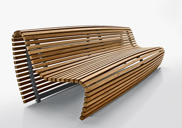 Lavice Titikata (design Naoto Fukasawa), kterou tvoří hliníkový rám a latě z teakového dřeva, osloví ladnými tvary. Ve skutečnosti vytvářejí křivky končící až u země ergonomicky tvarované sezení (B & B ITALIA, Itálie, prodává KONSEPTI). Lavice Titikata (design Naoto Fukasawa), kterou tvoří hliníkový rám a latě z teakového dřeva, osloví ladnými tvary. Ve skutečnosti vytvářejí křivky končící až u země ergonomicky tvarované sezení (B & B ITALIA, Itálie, prodává KONSEPTI).