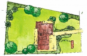 VARIANTA A - NEPRAVIDELNÁ ZAHRADA: 1 modřín (Larix Kaempferii 4x), 2 keřové výsadby, 3 trávník, 4 okrasná jabloň (Malus floribunda 2x), 5 terasa, 6 rodinný dům, 7 terasa, 8 muchovník (Amelanchier lamarckii), 9 okrasný záhon, 10 listnatý strom (Prunus subhirtella), 11 zahradní posezení, 12 zakrslá borovice (Pinus Strobus Nano), 13 keřová borovice (Pinus Satelit), 14 příjezdová cesta, 15 listnatý strom (Carpinus betulus), 16 dřín (Cornus kousa), 17 lípa (Tilia mongolica), 18 záhon okrasných trav, 19 smrk (Picea Skylands), 20 chodníček z plochých kamenů osázených bylinkami. VARIANTA A - NEPRAVIDELNÁ ZAHRADA: 1 modřín (Larix Kaempferii 4x), 2 keřové výsadby, 3 trávník, 4 okrasná jabloň (Malus floribunda 2x), 5 terasa, 6 rodinný dům, 7 terasa, 8 muchovník (Amelanchier lamarckii), 9 okrasný záhon, 10 listnatý strom (Prunus subhirtella), 11 zahradní posezení, 12 zakrslá borovice (Pinus Strobus Nano), 13 keřová borovice (Pinus Satelit), 14 příjezdová cesta, 15 listnatý strom (Carpinus betulus), 16 dřín (Cornus kousa), 17 lípa (Tilia mongolica), 18 záhon okrasných trav, 19 smrk (Picea Skylands), 20 chodníček z plochých kamenů osázených bylinkami.