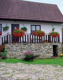 Dvorek radost pohledět! Vzrostlý trubač hezky ladí s červenými pelargoniemi, barevné květy petúnií, fuchsií, astřiček a dalších květin. Dvorek radost pohledět! Vzrostlý trubač hezky ladí s červenými pelargoniemi, barevné květy petúnií, fuchsií, astřiček a dalších květin.