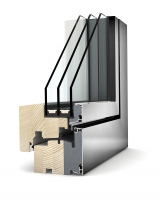 Dřevohliníkové okno HF 310 s trojím zasklením: Uw až 0,62 W/m2K (INTERNORM). Dřevohliníkové okno HF 310 s trojím zasklením: Uw až 0,62 W/m2K (INTERNORM).